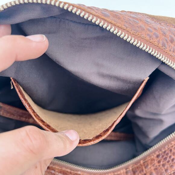 Daniella Lehavi Nevada Hobo Purse Suede Croc Shoulder Bag Suede Leather Camel - Picture 12 of 16